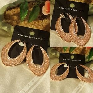 NWT NY&C Gold and Pink Glitter Hoop Earrings